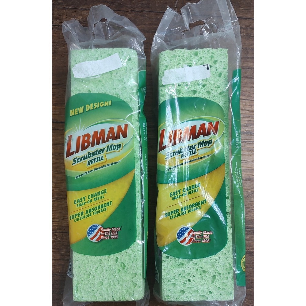 Libman Scrubster Mop Refill #03105 Easy Change Snap-On Absorbent Lot of 2 NIP B1